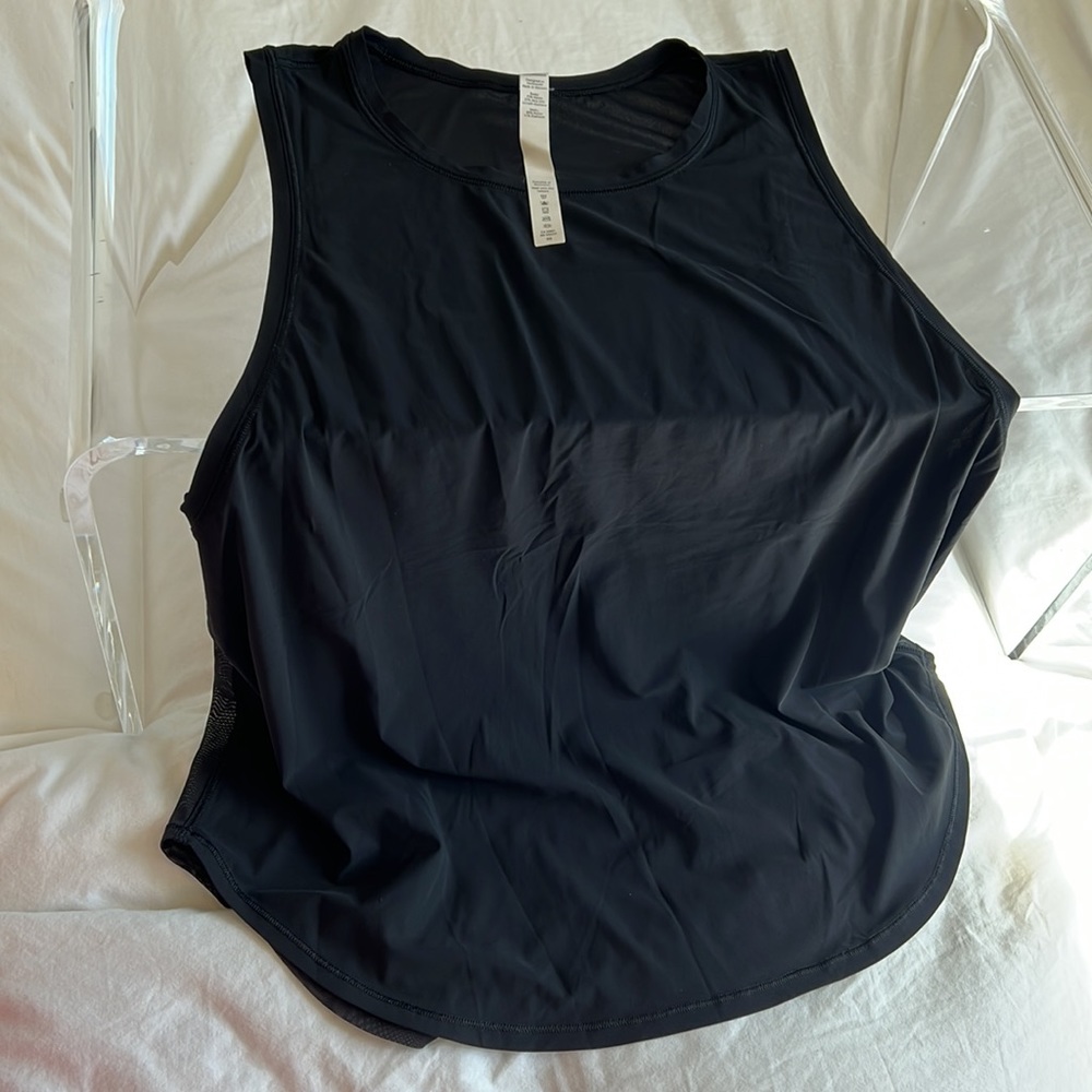 High Neck Racer Back Tank, Half Split Hem - Picture 4 of 4